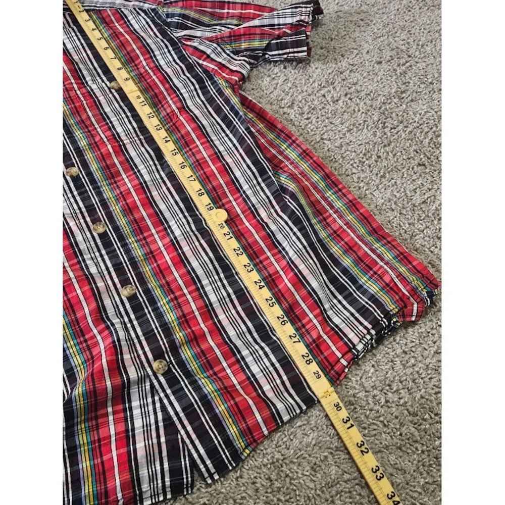 Duluth Trading Co Button Down Shirt Men Medium Red Plaid Short Sleeve Workwear - Picture 5 of 6